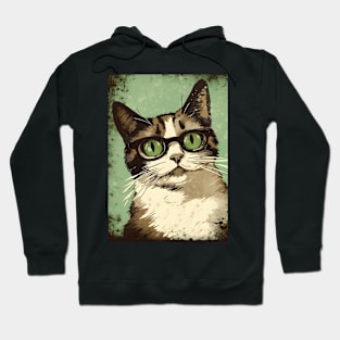 Vintage Cat With Glasses Hoodie